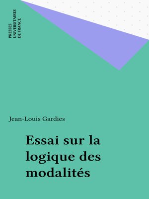 cover image of Essai sur la logique des modalités